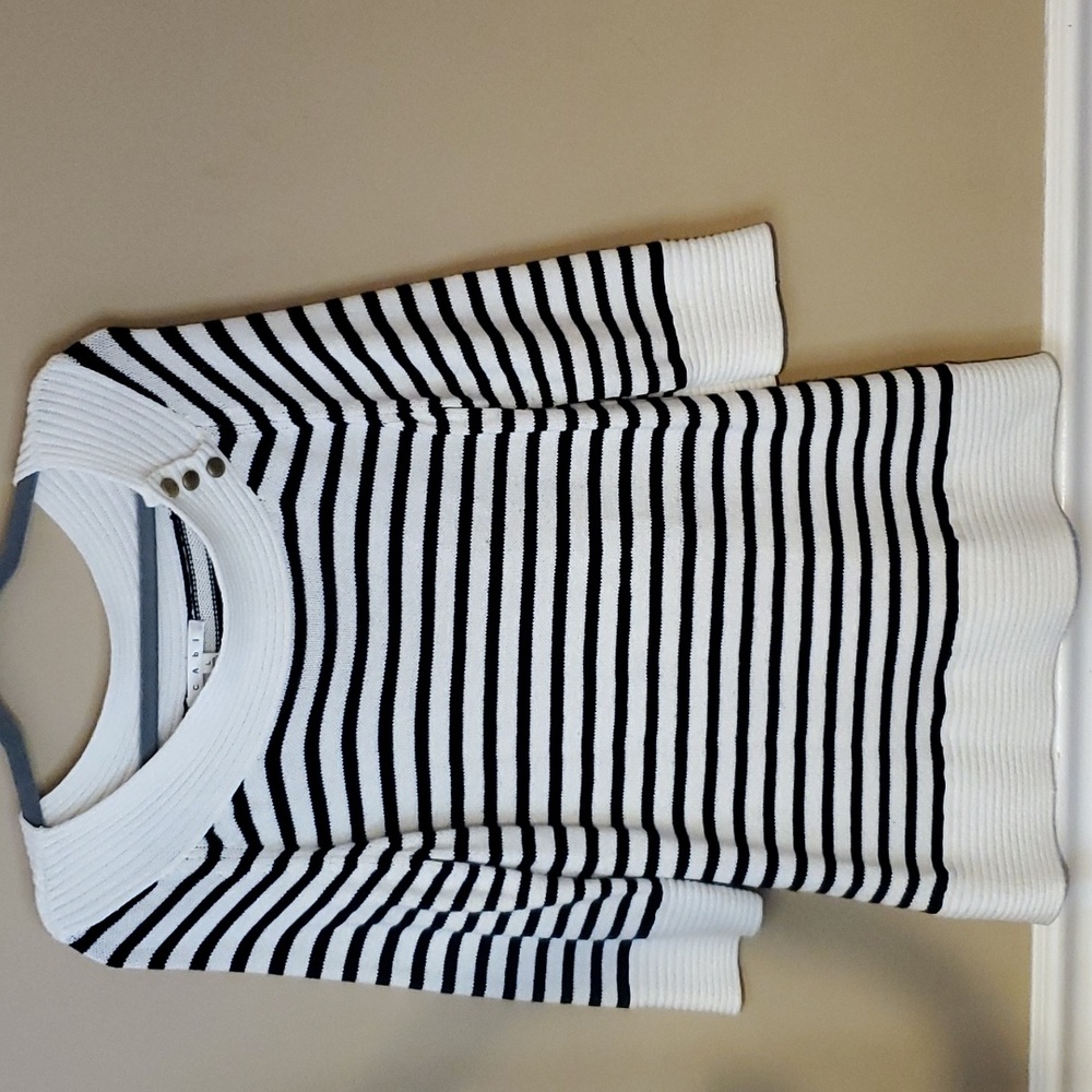 CAbi 873 Striped Nautical Knit Boat Neck Sweater Size L